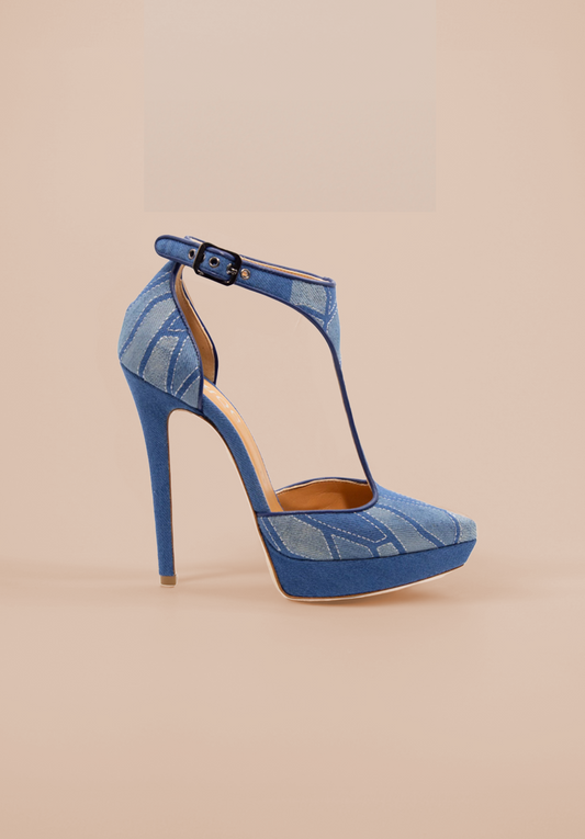 Emer - T-Strap - Jeans Claro